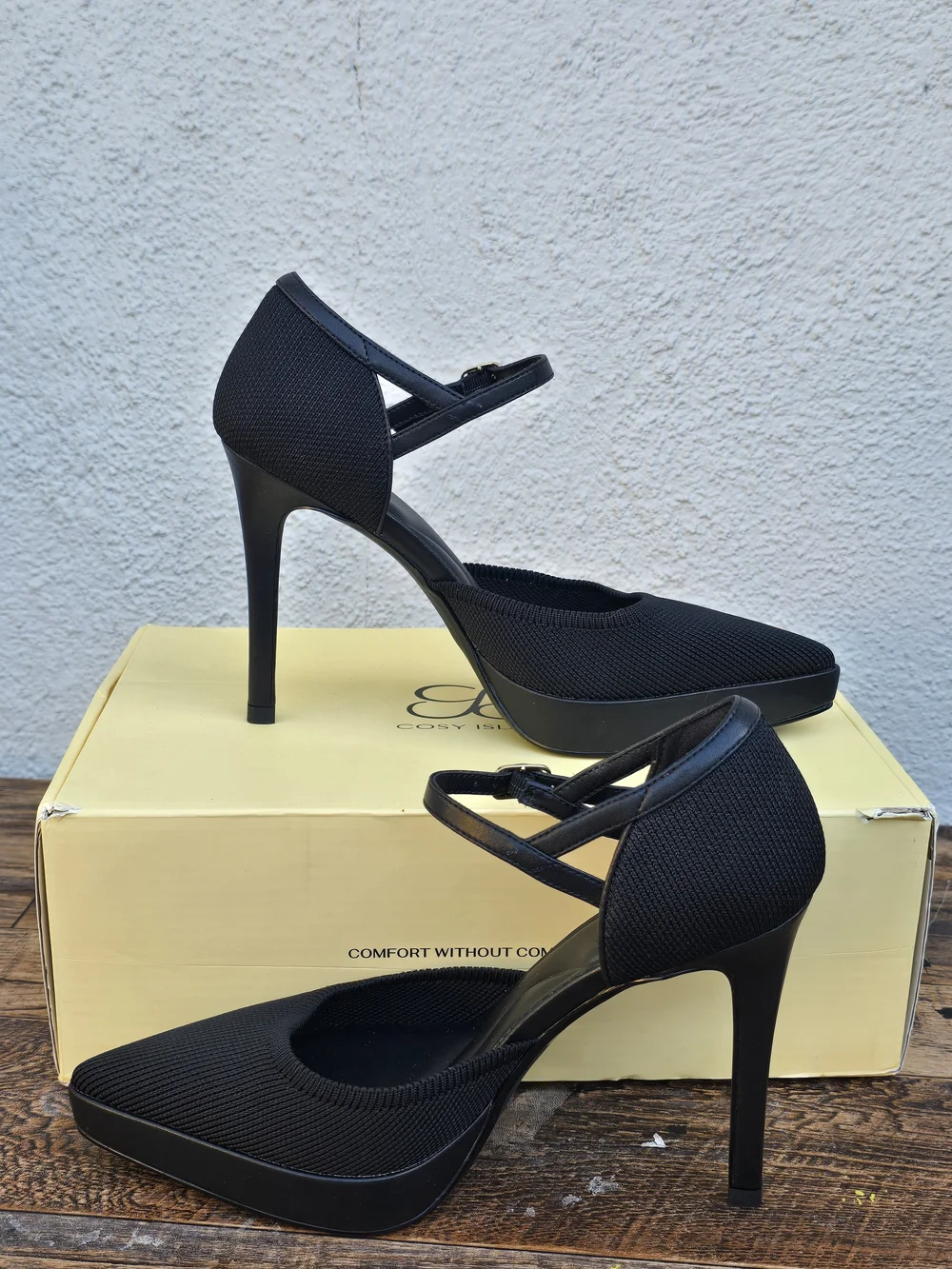 Cosy Islsand Black Pointed Toe Mary Jane Stiletto Heels Size 5 - Picture 3 of 11